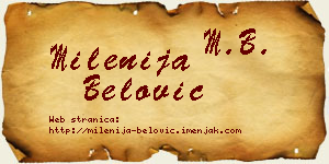 Milenija Belović vizit kartica